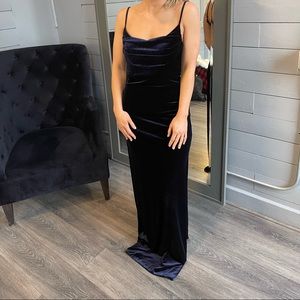 Navy Blue Velvet REVELRY bridesmaid dress- Skye